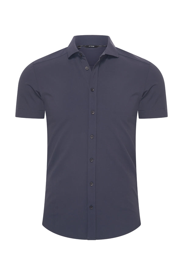 Mi Piace - Men Blouse Short Sleeve - Dark Blue