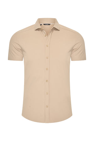 Mi Piace - Men Blouse Short Sleeve - Latte