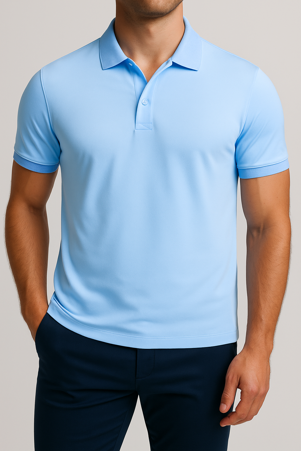 Mi Piace Heren - Men Polo Shirt - Light Blue
