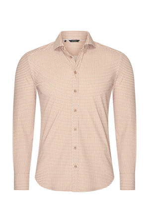Mi Piace - Men Shirt Check Print - Latte