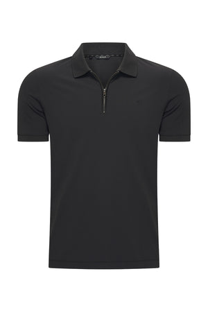 Mi Piace - Men Zip Polo Shirt - Black