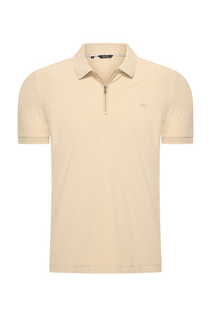 Mi Piace - Men Zip Polo Shirt - Sand