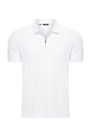 Mi Piace - Men Zip Polo Shirt - White