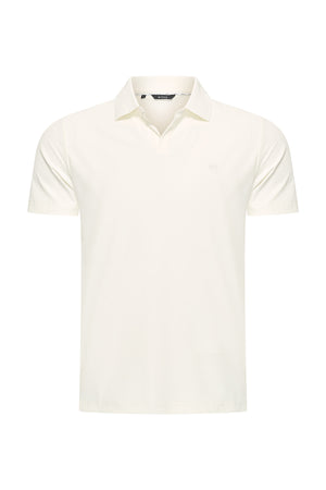 Mi Piace Heren - Men V Neck Polo Shirt - Off White