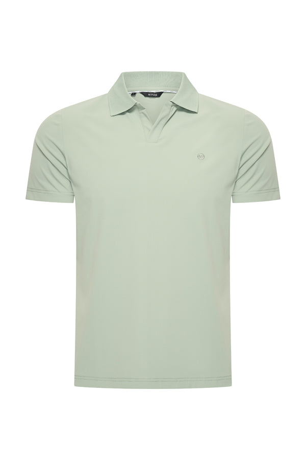 Mi Piace Heren - Men V Neck Polo Shirt - Lily Pad