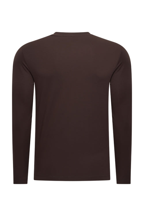 Mi Piace - Men Cotton Shirt Long Sleeves - Espresso