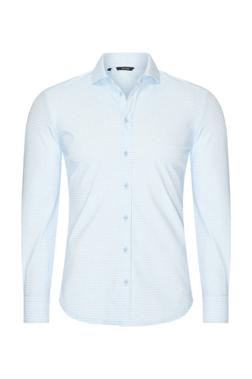 Mi Piace - Men Blouse Check Print - Light Blue