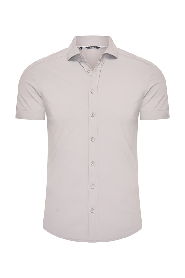 Mi Piace - Men Blouse Short Sleeve - Elephant Grey