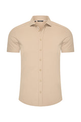 Mi Piace - Men Blouse Short Sleeve - Latte