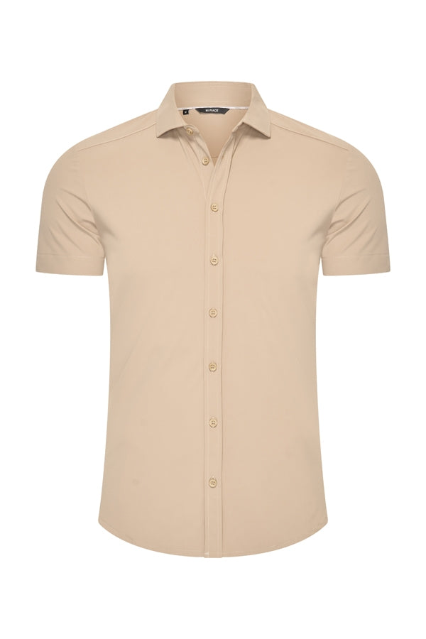 Mi Piace - Men Blouse Short Sleeve - Latte
