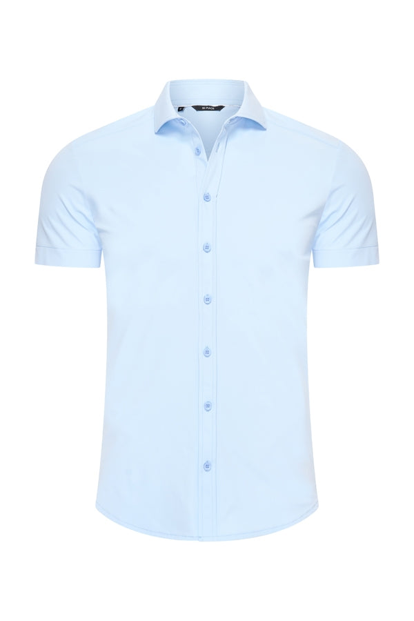 Mi Piace - Men Blouse Short Sleeve - Light Blue