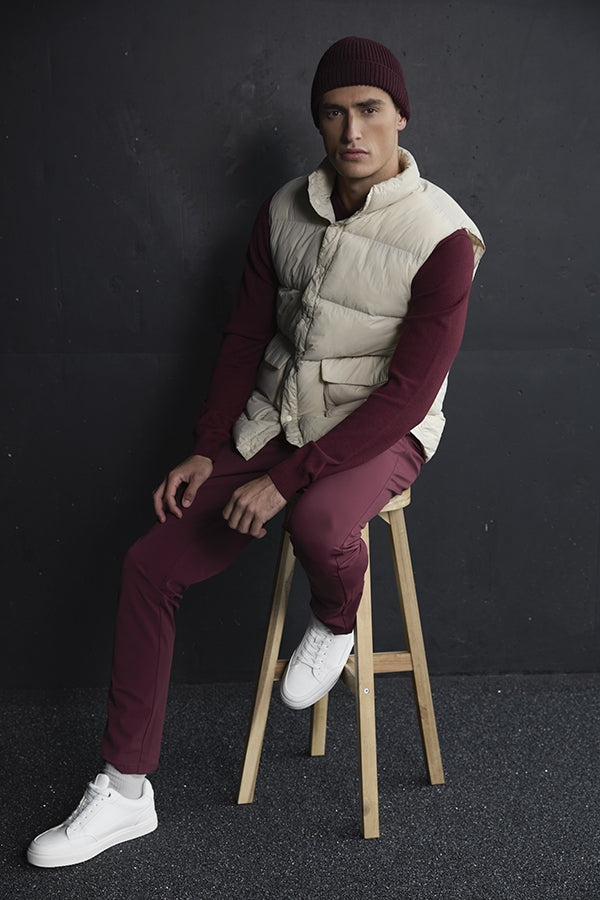 Mi Piace - Men Cotton Shirt Long Sleeves - Burgundy