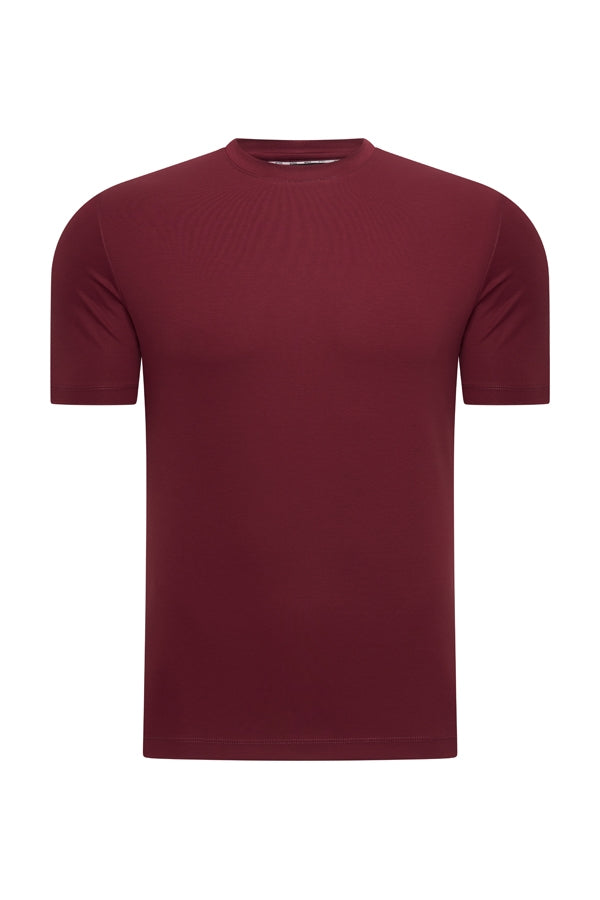 Mi Piace - Men Cotton Shirt Short Sleeves - Burgundy