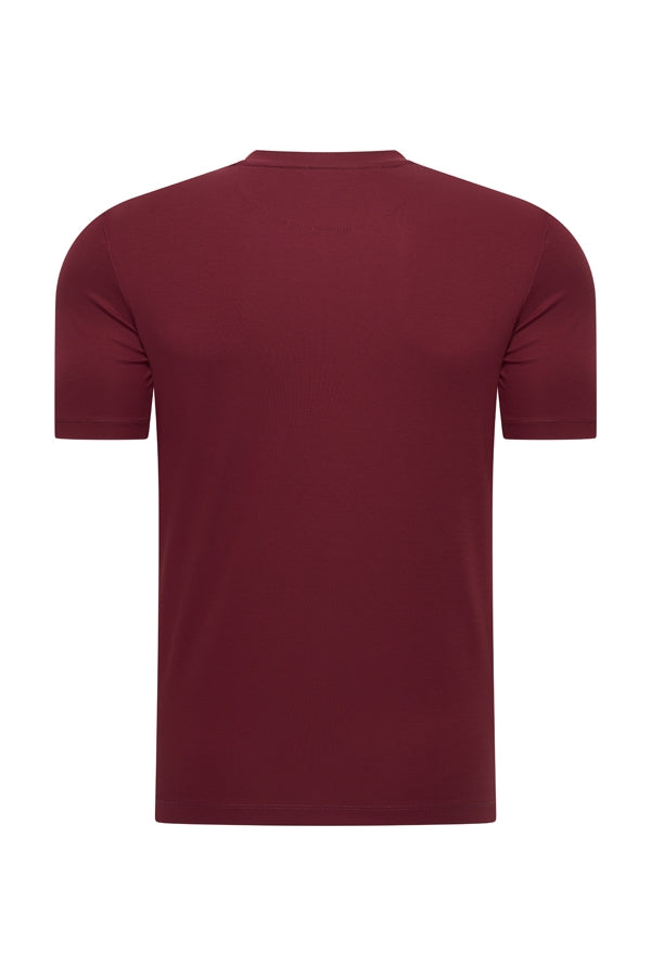 Mi Piace - Men Cotton Shirt Short Sleeves - Burgundy
