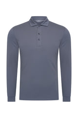 Mi Piace - Men Polo Cotton Long Sleeves - Cloud Blue 1