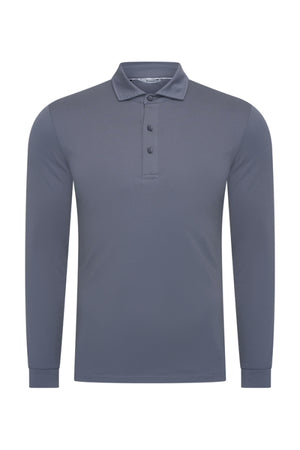 Mi Piace - Men Polo Cotton Long Sleeves - Cloud Blue 1