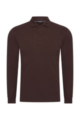 Mi Piace - Men Polo Cotton Long Sleeves - Espresso 1