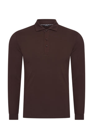 Mi Piace - Men Polo Cotton Long Sleeves - Espresso 1