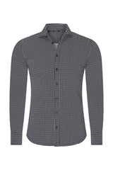 Mi Piace - Men Shirt Check Print - Dark Blue