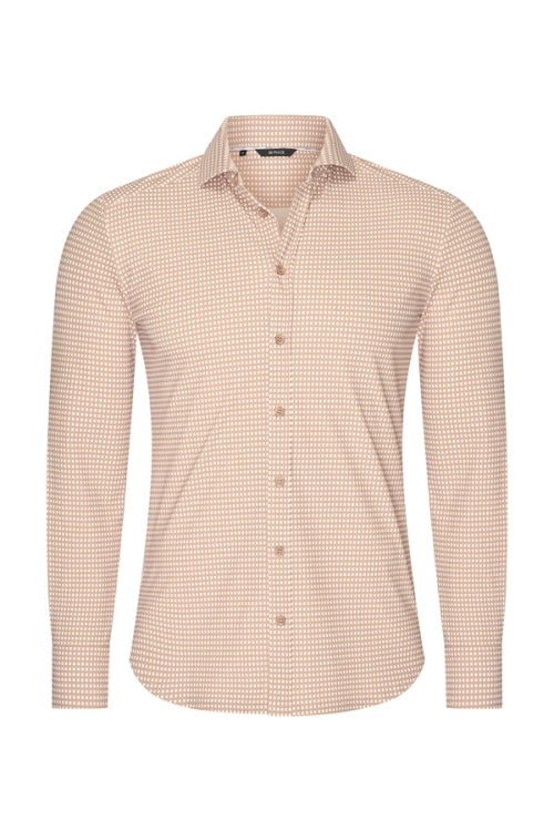 Mi Piace - Men Shirt Check Print - Latte
