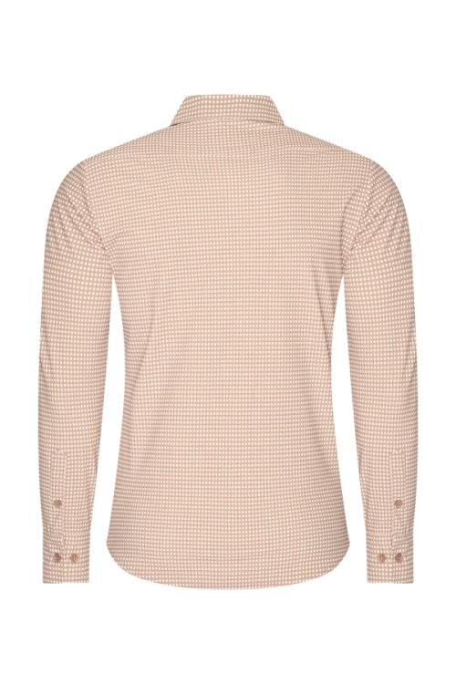 Mi Piace - Men Shirt Check Print - Latte1