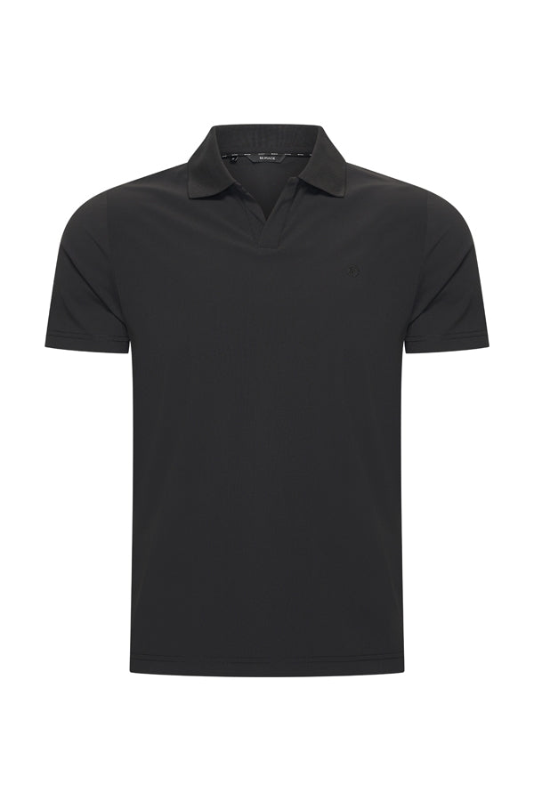 Mi Piace - Men V Neck Polo Shirt - Black