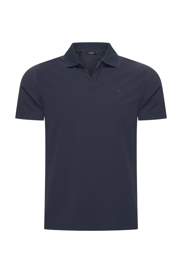 Mi Piace - Men V Neck Polo Shirt - Dark Blue