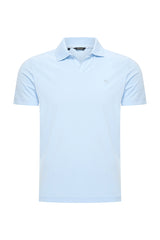 Mi Piace Heren - Men V Neck Polo Shirt - Light Blue