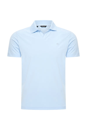 Mi Piace Heren - Men V Neck Polo Shirt - Light Blue
