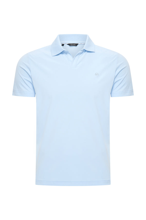 Mi Piace - Men V Neck Polo Shirt - Light Blue