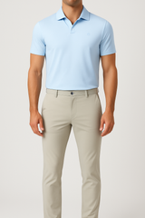 Mi Piace Heren - Men V Neck Polo Shirt - Light Blue