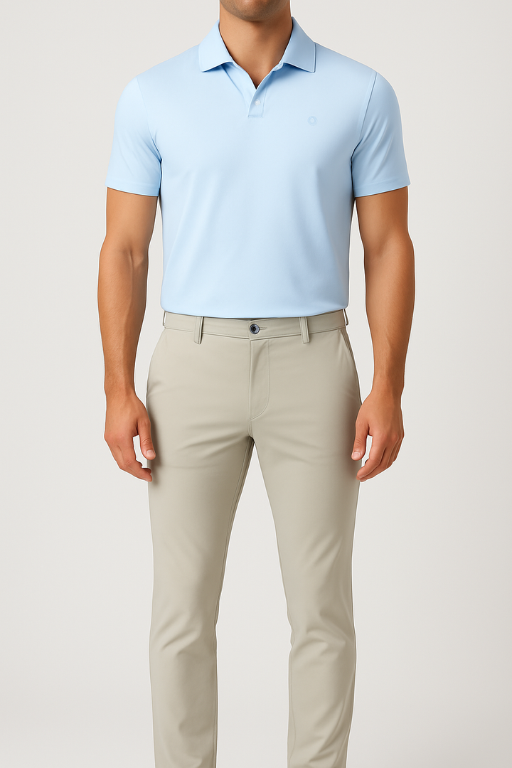 Mi Piace Heren - Men V Neck Polo Shirt - Light Blue