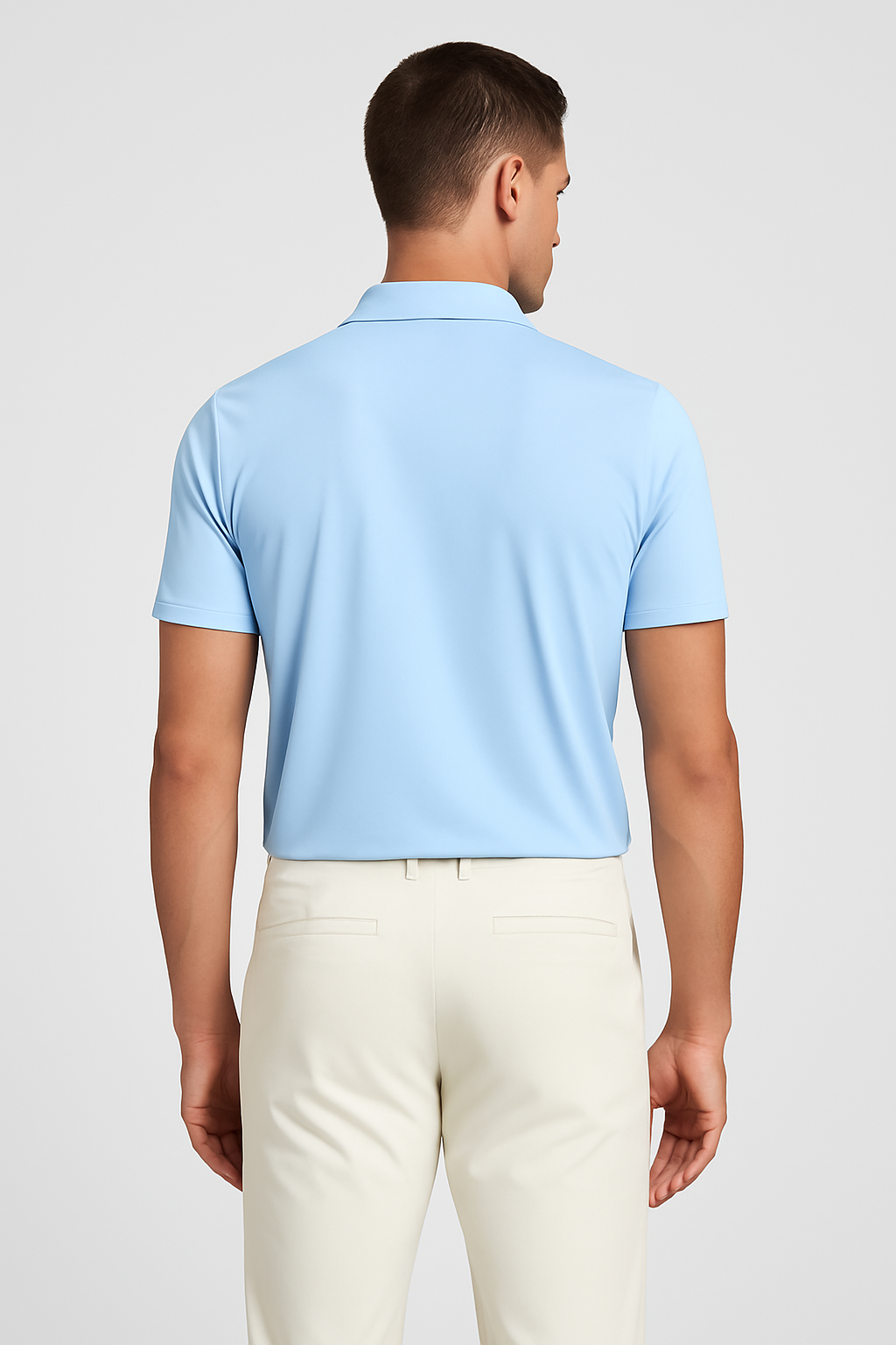 Mi Piace Heren - Men V Neck Polo Shirt - Light Blue