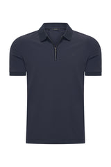 Mi Piace - Men Zip Polo Shirt - Dark Blue