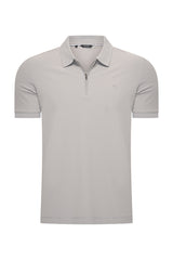 Mi Piace - Men Zip Polo Shirt - Elephant Grey