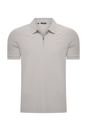 Mi Piace - Men Zip Polo Shirt - Elephant Grey