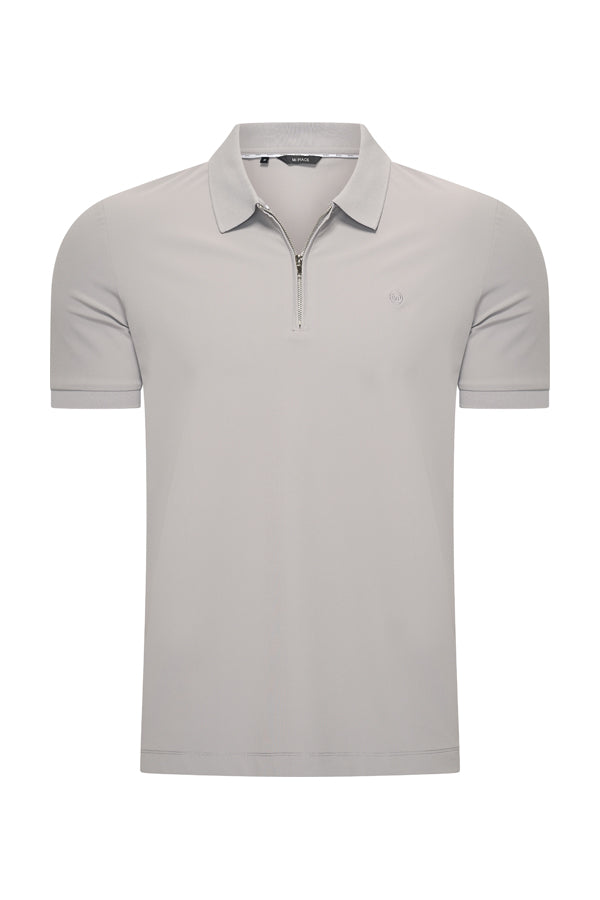Mi Piace - Men Zip Polo Shirt - Elephant Grey