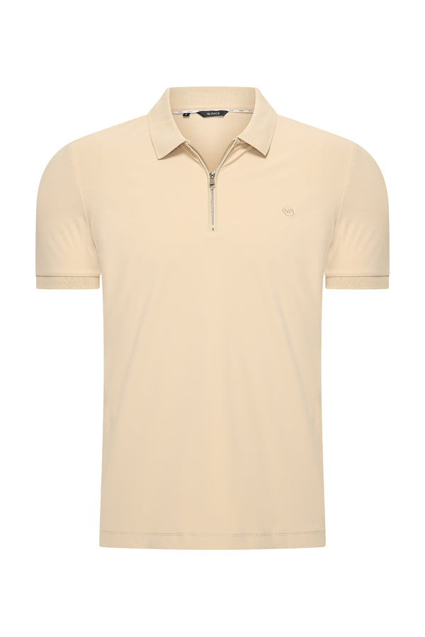 Mi Piace - Men Zip Polo Shirt - Sand