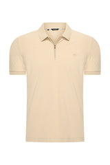 Mi Piace - Men Zip Polo Shirt - Sand