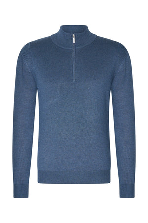 Mi Piace - Men Zip Up Sweater - Blue