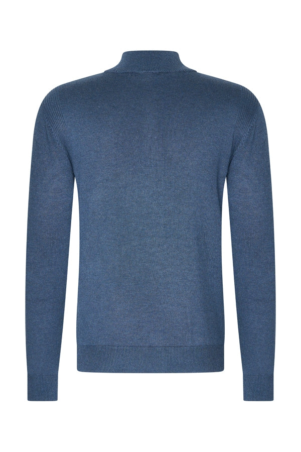 Mi Piace - Men Zip Up Sweater - Blue1