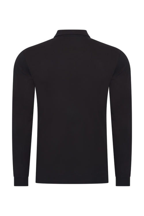 Mi Piace Heren - Lustre Cotton Longsleeve Polo Black