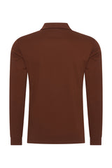 Mi Piace Heren - Lustre Cotton Longsleeve Polo Brown Stone