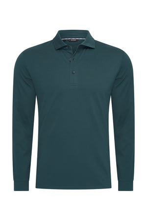 Mi Piace Heren - Lustre Cotton Longsleeve Teal Blue