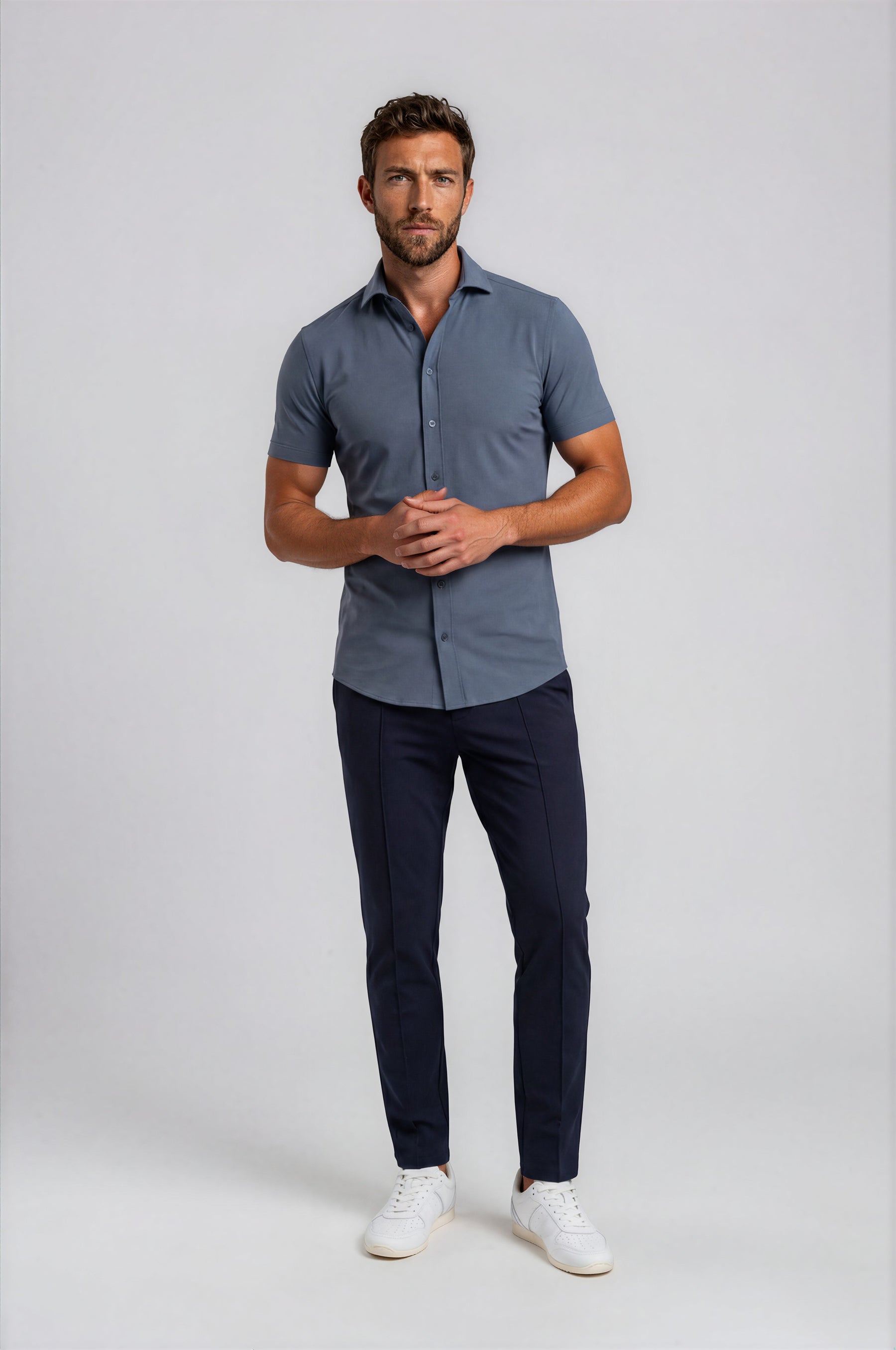 Mi Piace Heren - Men Blouse Short Sleeve - Cloud Blue