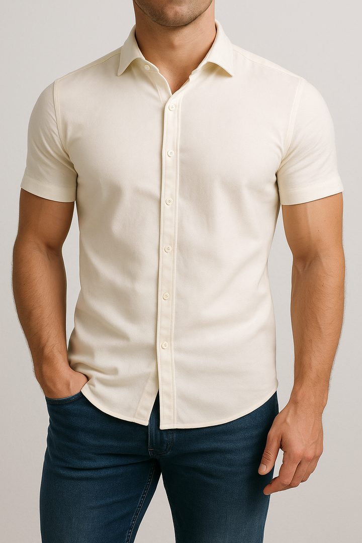 Mi Piace Heren - Men Blouse Short Sleeve - Off White