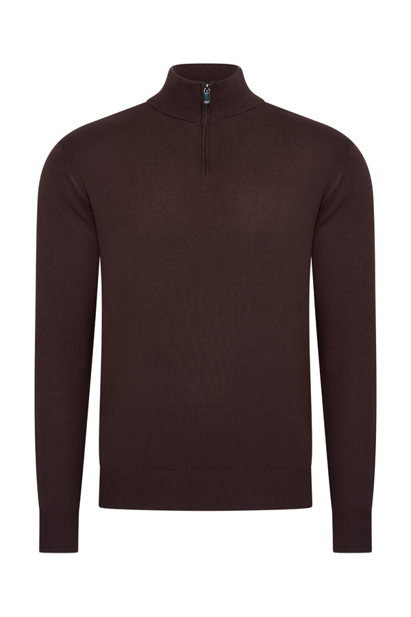 Mi Piace Heren - Men Pullover Zip Espresso