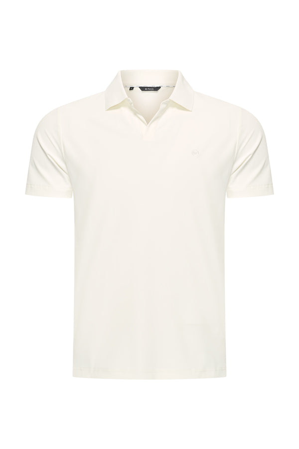 Mi Piace Heren - Men V Neck Polo Shirt - Off White