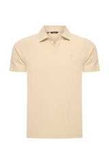 Mi Piace Heren - Men V Neck Polo Shirt - Sand