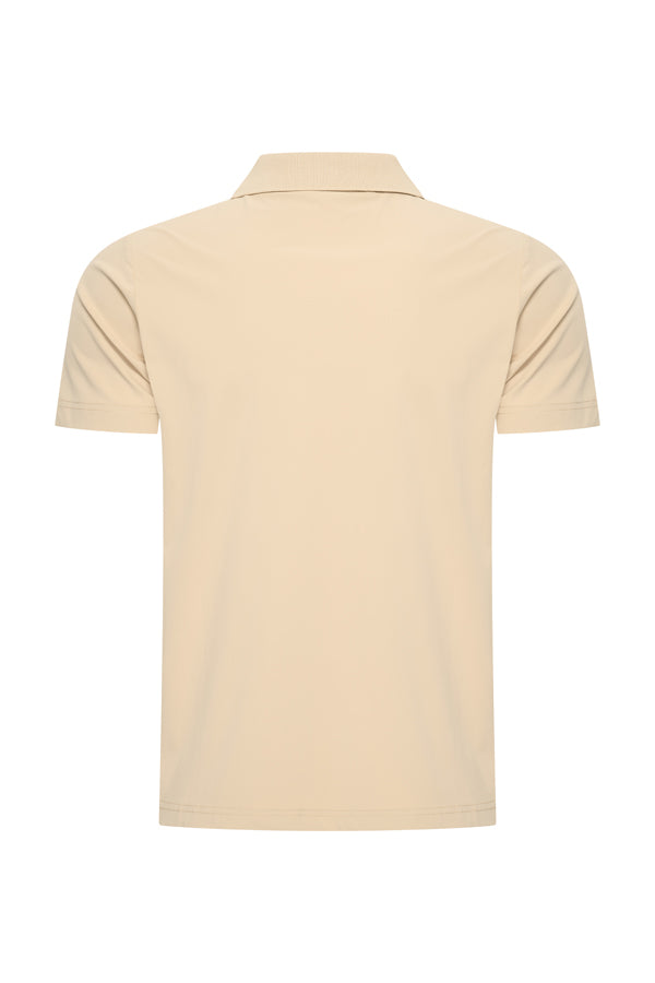 Mi Piace Heren - Men V Neck Polo Shirt - Sand